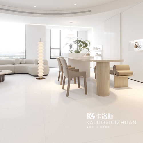 纯色奶白柔光微水泥瓷砖800x800客厅地砖防滑厨房卫生间墙砖亮光 - 图0