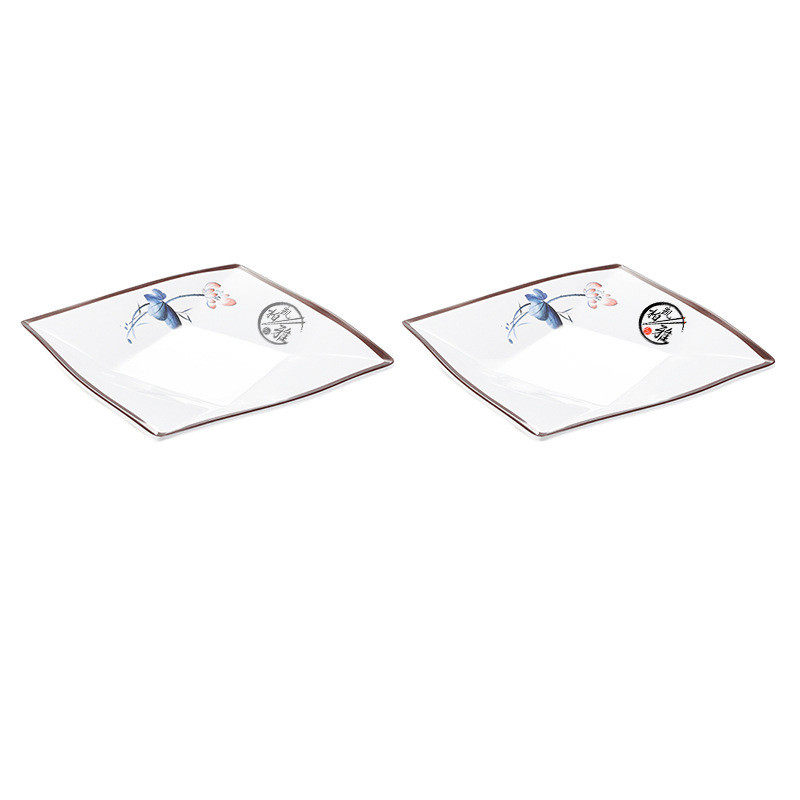 密胺盘子10个装商用仿瓷正方形四方翘脚塑料碟子快餐炒菜盖浇饭盘,淘宝优惠券,粉丝福利购,淘宝优惠卷