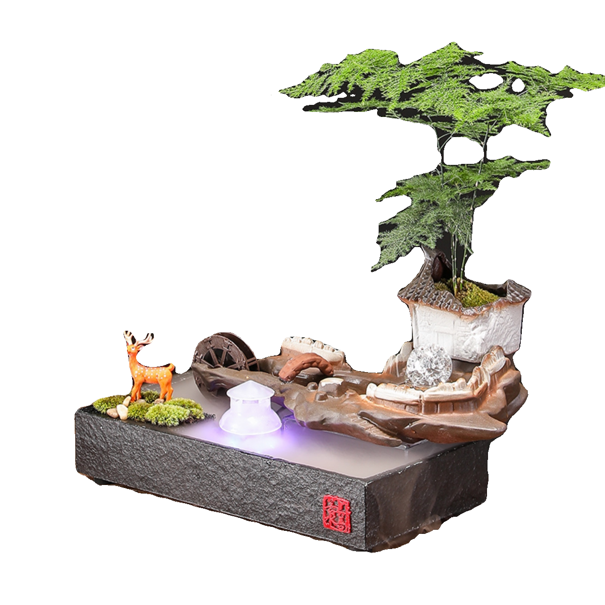 陶瓷流水鱼缸摆件办公室桌面茶几装饰景观家居乔迁开业送礼品,淘宝优惠券,粉丝福利购,淘宝优惠卷