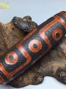 天然西藏玛瑙老天珠黑色九眼风化吊坠老玛瑙玉石玉器毛衣链配饰