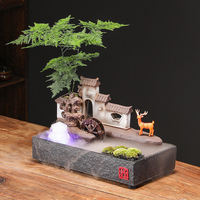 陶瓷流水鱼缸摆件办公室桌面茶几装饰景观家居乔迁开业送礼品,淘宝优惠券,粉丝福利购,淘宝优惠卷