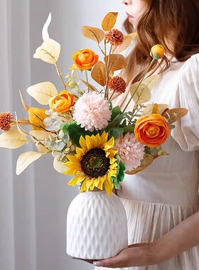 新款高档仿真花假花摆设客厅餐桌花摆花家居插花装饰花艺高级摆件