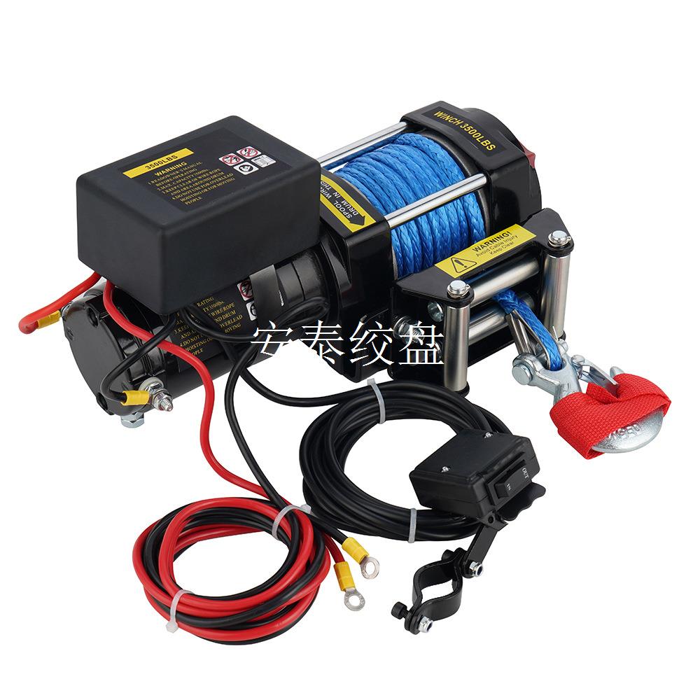 厂家直销12v/24v500磅尼龙绳电动绞盘沙滩车绞盘车载电动绞盘 - 图2