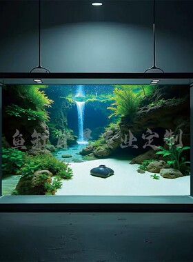 鱼缸背景纸画高清图5d立体壁纸水族箱贴纸壁画造景装饰画海底海草
