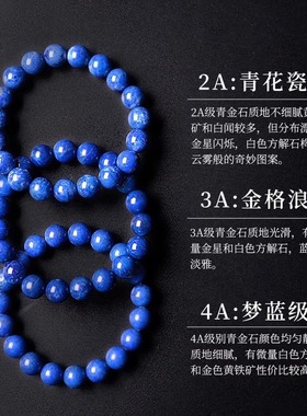 天然水晶手串青金石蓝色水晶手链