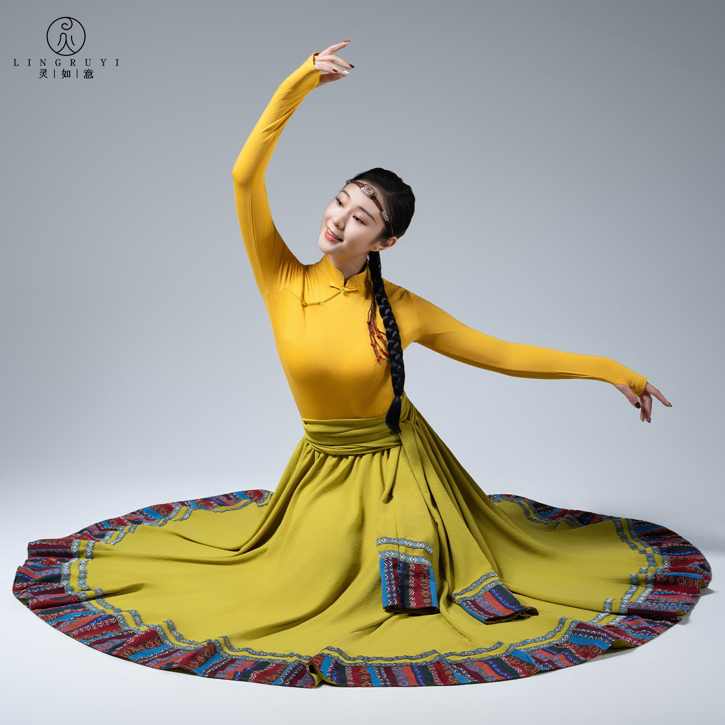 藏族舞蹈演出服大摆裙女艺考形体练习裙广场舞半身裙民族舞蹈套装,淘宝优惠券,粉丝福利购,淘宝优惠卷