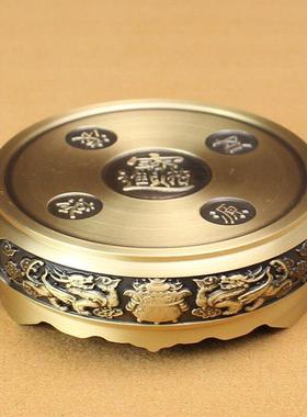 纯铜香炉底座黄铜底座莲花底座圆形中式覆古摆件家居小铜器工艺礼