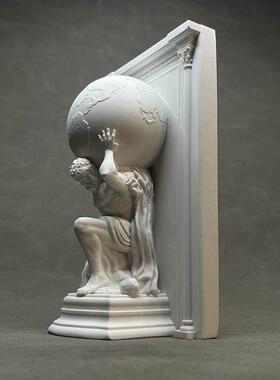 大力神举地球人物雕塑石膏像扩香石书架书靠艺术桌面酒柜装饰摆饰