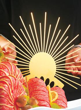 刺身摆盘海鲜姿造 铁艺背景盘摆件 酒店日料冷菜点缀冰雕装饰