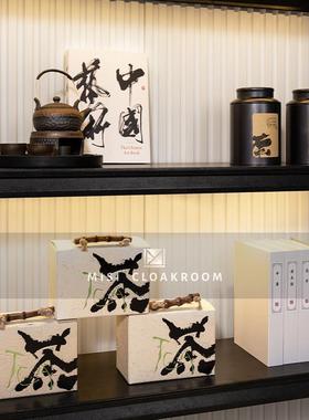 新中式样板房间装饰摆件售楼部展厅客厅书房茶室软装组合茶具套装