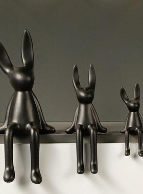 高级感长耳兔坐姿摆件轻奢高档软装家居客厅电视柜酒柜桌面装饰品