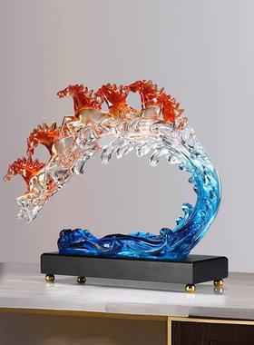 马到成功摆件高级感客厅招财电视柜酒柜装饰品办公室乔迁开 业礼