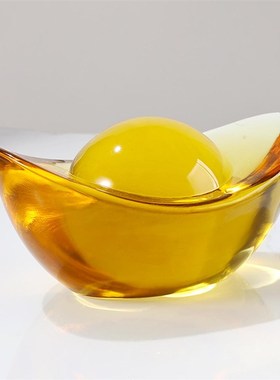 黄水晶元宝旺财聚财琉璃摆件水晶金元宝开业礼品礼物客厅家居装饰