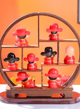 五路财神摆件福禄寿喜财小财神爷古风家用电视柜装饰开业乔迁礼品