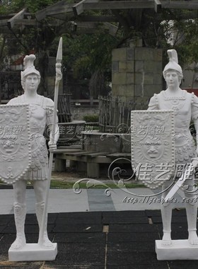欧式玻璃钢人物雕塑艺术品客厅户外落地摆设可定制作斯巴达武士
