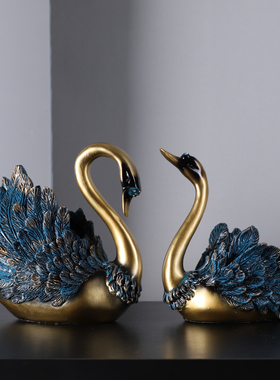 天鹅摆件酒柜装饰品欧式现代家居饰品客厅电视柜玄关工艺品摆设