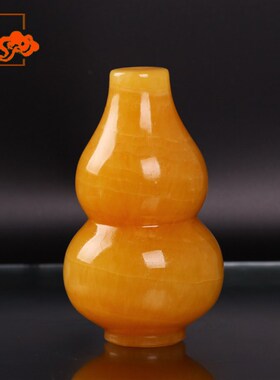 米黄玉葫芦厨房摆件玉石礼品家居办公客厅装饰实心葫芦