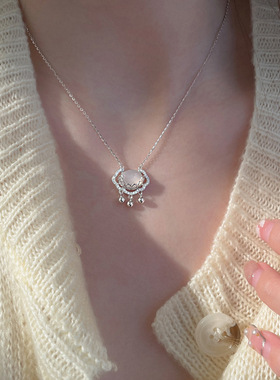 平安锁S999纯银项链女玉髓18K金轻奢小众长命锁520闺蜜送女友礼物