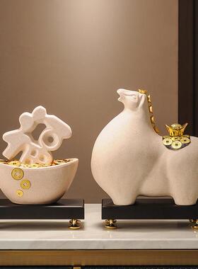 新中式马上有钱办公室老板桌马到成功装饰摆饰新中式马陶瓷工艺品