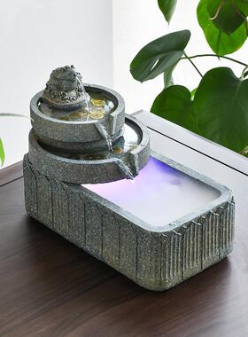 创意流水饰品新鱼缸喷泉金蟾蜍装饰办公室入口桌面循环水开启礼