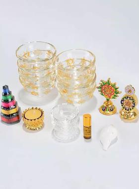 八供套装摆件佛具用品佛前佛具八供碗香塔海螺朵玛组合八吉祥供杯