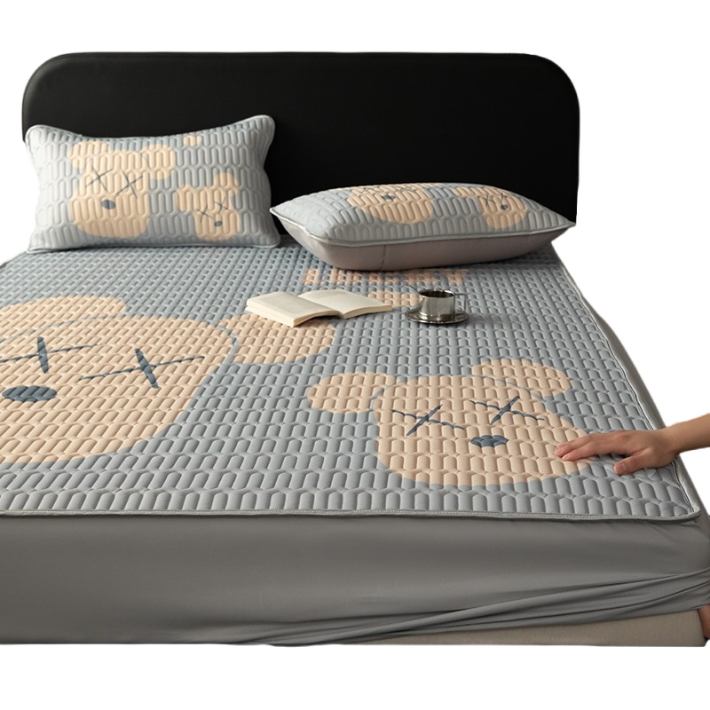 卡通乳胶冰丝凉席床笠款三件套夏天床单儿童学生空调软席子可水洗 - 图3