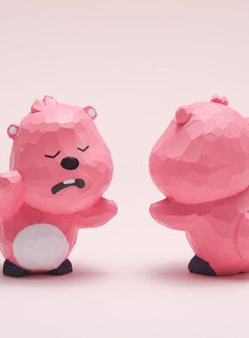 件情绪稳定器！露比木雕摆可爱o抽象搞怪礼物摆24314烂lpy纯手工o