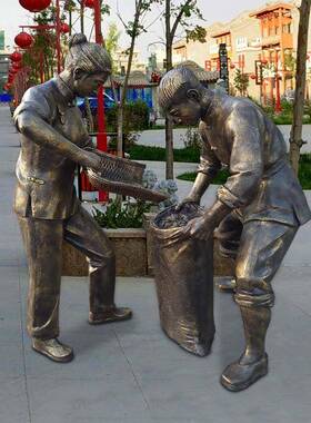 仿铜户玻璃钢雕塑件大摆型文化广场步街小吃街庭院外88380人物可