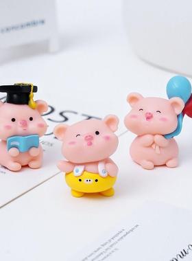 意可爱创背带裤月配亮呆呆小猪 diy饰品装盲袋挂件桌面38397车载