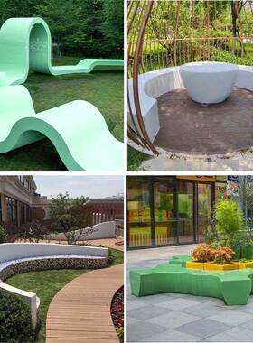 玻璃雕塑55320树坐凳异形凳商场花坛景观装饰户池外长定做座钢椅