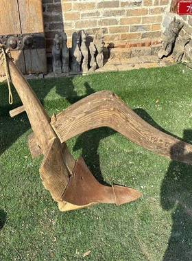 农耕58692农旧具民文化老物装饰摆件俗怀旧老木耙木件犁农家院影