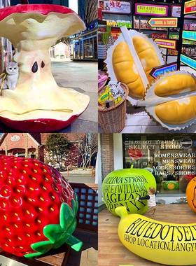 玻纤彷真水果莲草莓柠13833檬葡萄牛油维果凤榴梨雕塑店铺璃门头