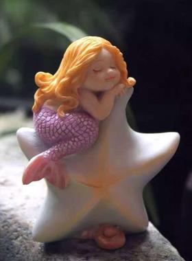 鱼底缸造景装饰小摆件美人鱼底海水意族箱创饰73236品可爱人沉物