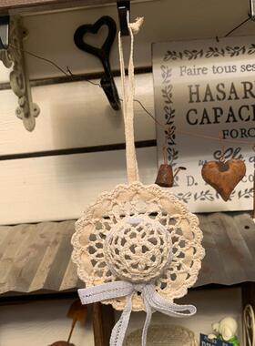 挂贸手工复65211古蕾丝镂空帽子件件园外艺杂摆货装饰田园公主风