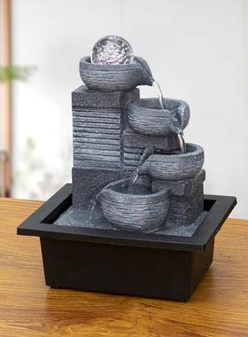 招财风轮流水喷泉办公06054室生财风艺水球摆件客厅桌循环水工水