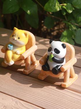 悠闲旅行卡通小动物摆件家居办公桌面装饰创意解压公仔树脂小摆件