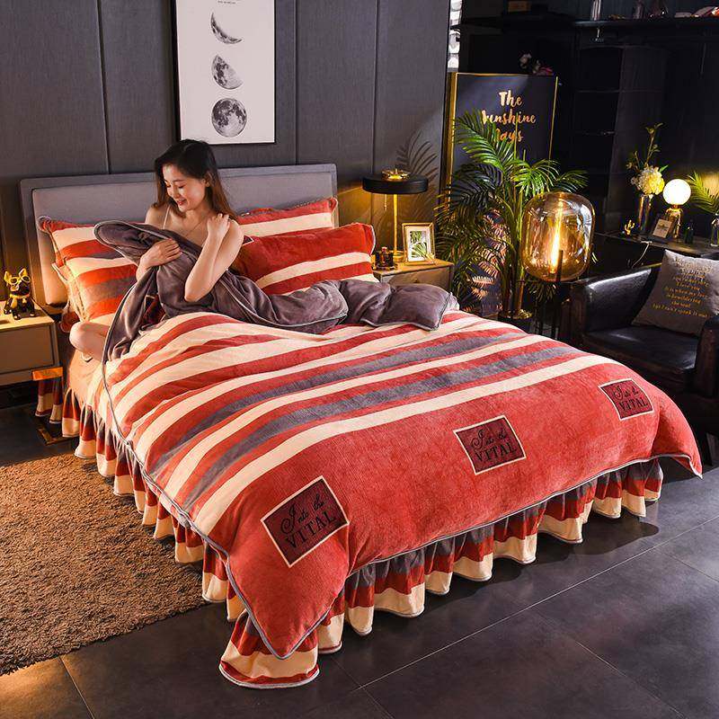 冬季加厚牛奶绒四件套珊瑚绒被套床单双面法兰莱毛绒床上用品4件,淘宝优惠券,粉丝福利购,淘宝优惠卷