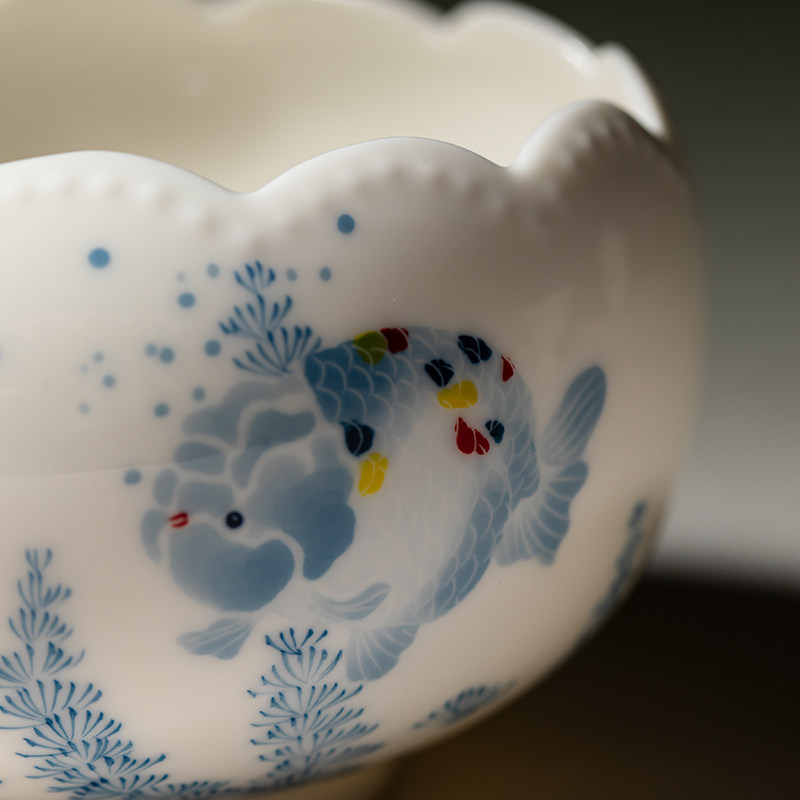 里作景德镇青花手绘胖头鱼建水高颜值粉彩杯洗水盂茶道配件茶渣缸,淘宝优惠券,粉丝福利购,淘宝优惠卷