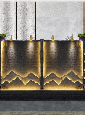 中式客厅水幕墙流水屏风庭院喷泉落地招财水景室内加湿隔断摆件