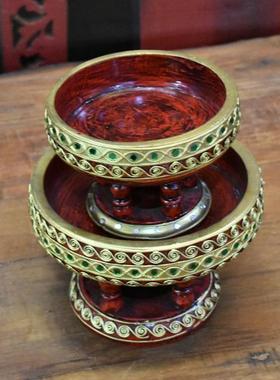 泰国木雕水果盘东南亚工艺礼品摆饰客厅茶几摆件实木镂空覆古家居