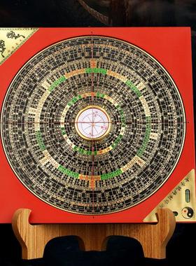 老字号罗盘高精度专业纯黄铜黄铜综合随身指南针八卦罗盘支架摆件