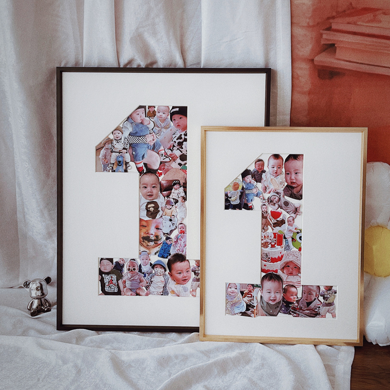一周岁宝宝相框创意照片儿童成长相片数字1定制生日手工拼图diy - 图2