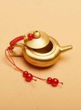 黄铜把把壶手把件盖子可旋转打麻将赢客厅茶壶转转把玩件客厅摆件