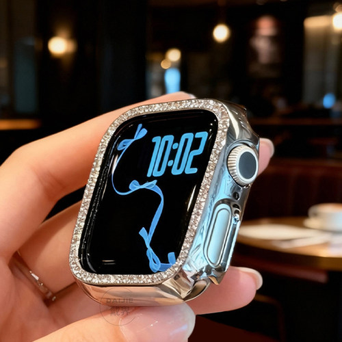 新款轻奢小众高级感适用苹果手表保护壳s11高颜值硬壳series10半包防摔se3镶钻保护套s9简约s8防摔PC超闪百搭 - 图3