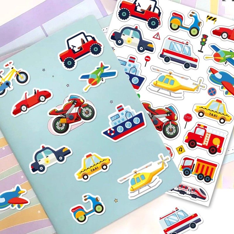 卡通可爱交通工具贴纸儿童趣味益智幼儿园教师奖励贴画挖掘机飞机汽车轮船工程车贴水杯装饰防水玩具素材手账,淘宝优惠券,粉丝福利购,淘宝优惠卷