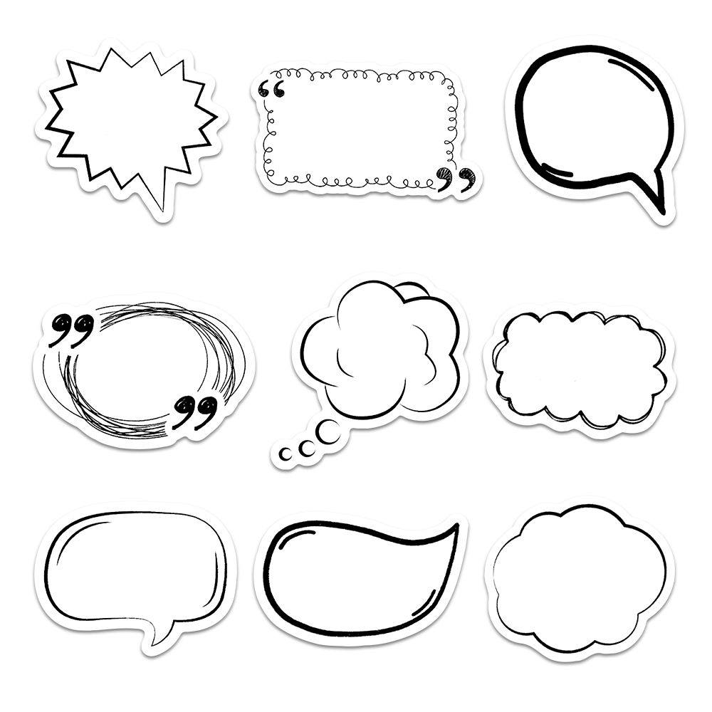【大图释官方授权】56张书写标签对话框黑白留言图案贴纸自粘手账装饰手机壳行李箱标签不干胶防水立体贴画纸,淘宝优惠券,粉丝福利购,淘宝优惠卷
