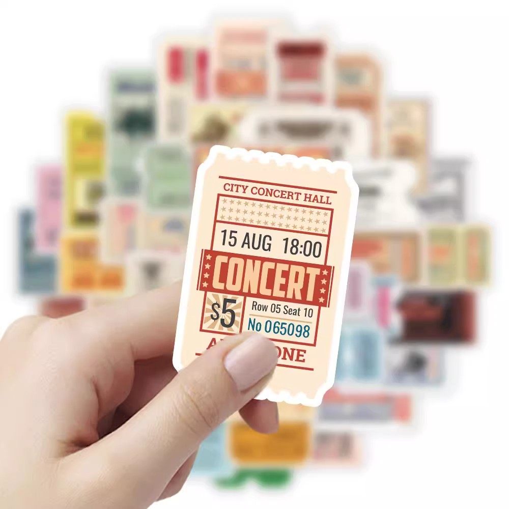 【大图释官方授权】126张复古摇滚乐门票贴纸水杯行李箱手账防水手机贴画自粘不留胶装饰画手账行李箱装饰贴,淘宝优惠券,粉丝福利购,淘宝优惠卷