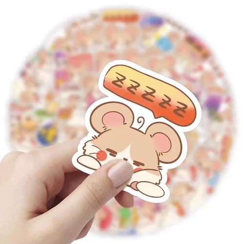【大图释官方授权】120张卡通淘气鼠贴纸动物可爱ins防水diy手帐装饰手机壳卡通贴纸手账装饰电脑笔记本贴画 - 图1