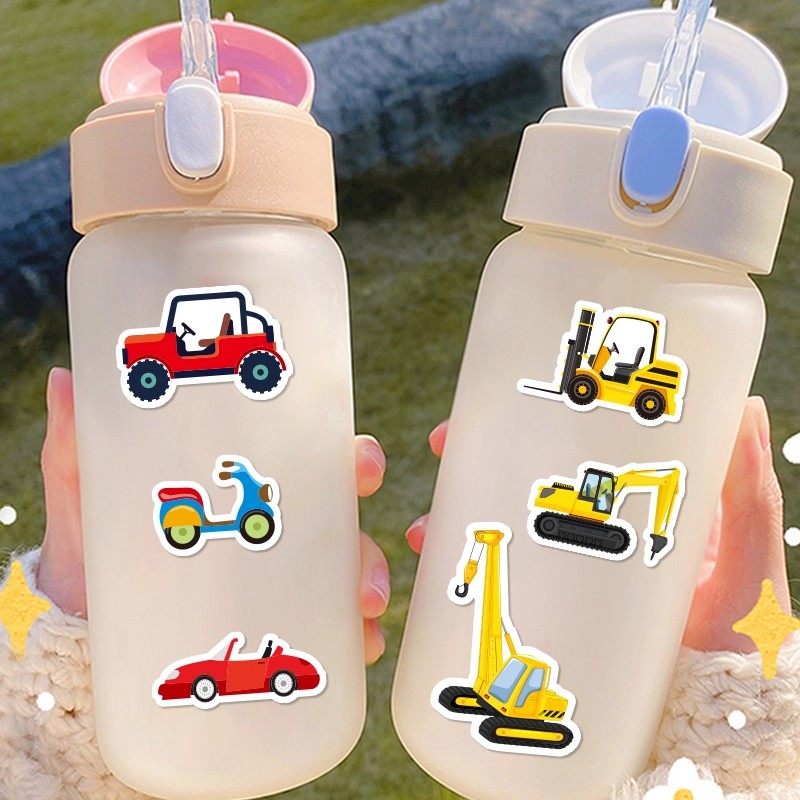 卡通可爱交通工具贴纸儿童趣味益智幼儿园教师奖励贴画挖掘机飞机汽车轮船工程车贴水杯装饰防水玩具素材手账,淘宝优惠券,粉丝福利购,淘宝优惠卷