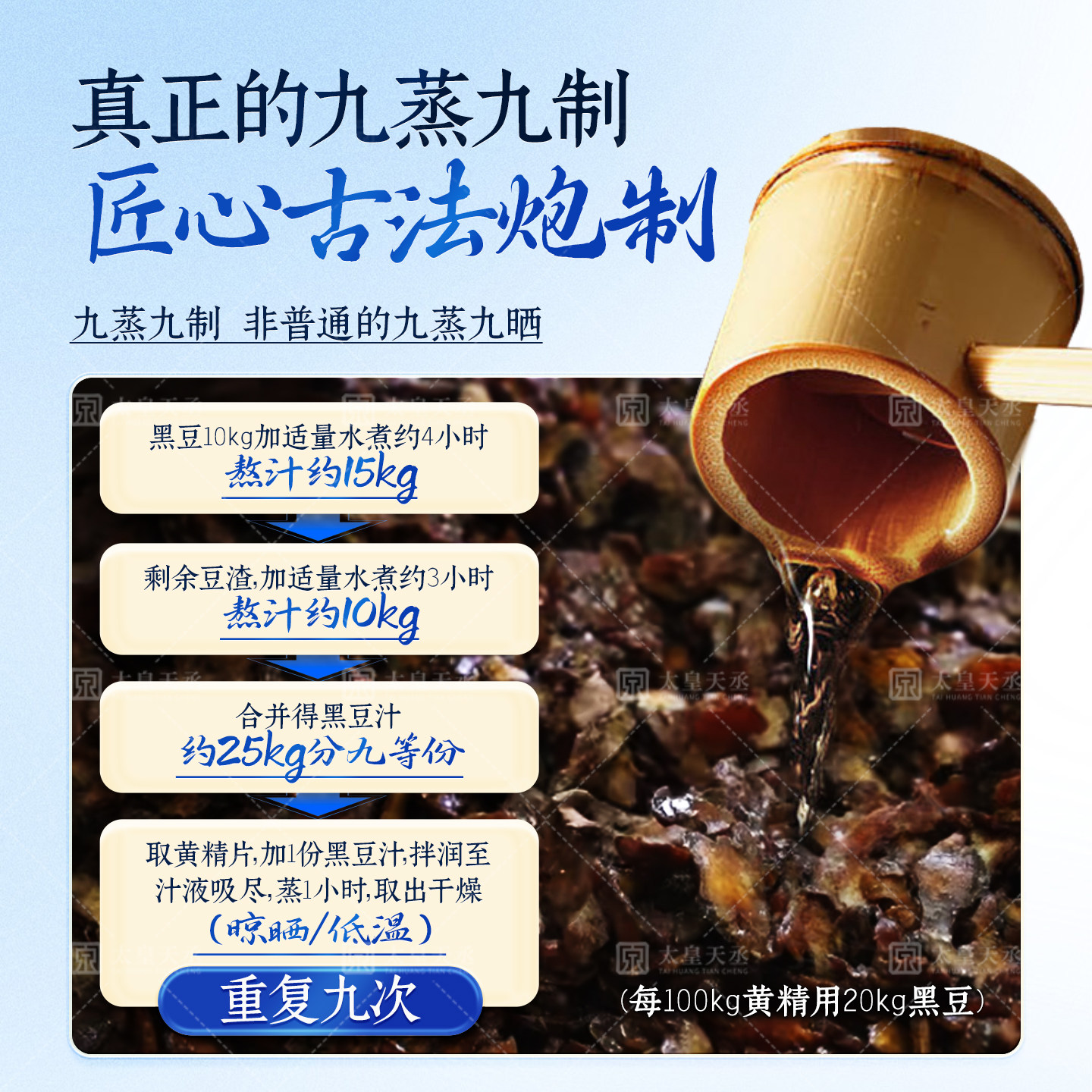 黄精九蒸九晒九制200g即食泡水煲汤中药抓配官方正品中药植物饮片